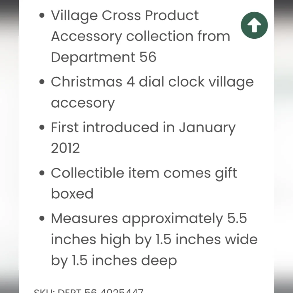 Department 56 Snow Village Uptown Clock 4025447 Black Gold Village Accessory